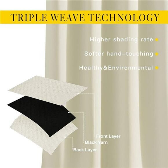NICETOWN Beige Blackout Curtains 84 Inch Thermal Insulated Light Blocking - Picture 3 of 6
